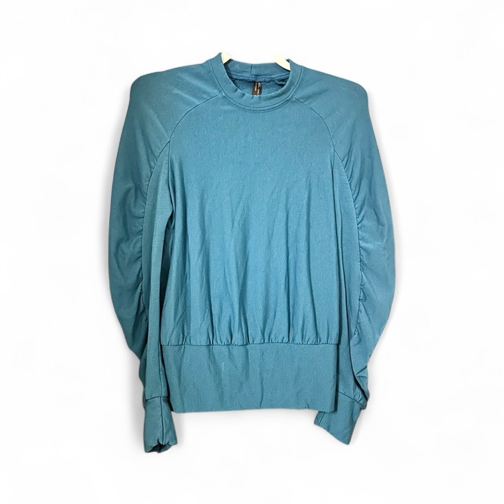 Kiya Tomlin Blue Scrunched Sleeve Sweatshirt Size S